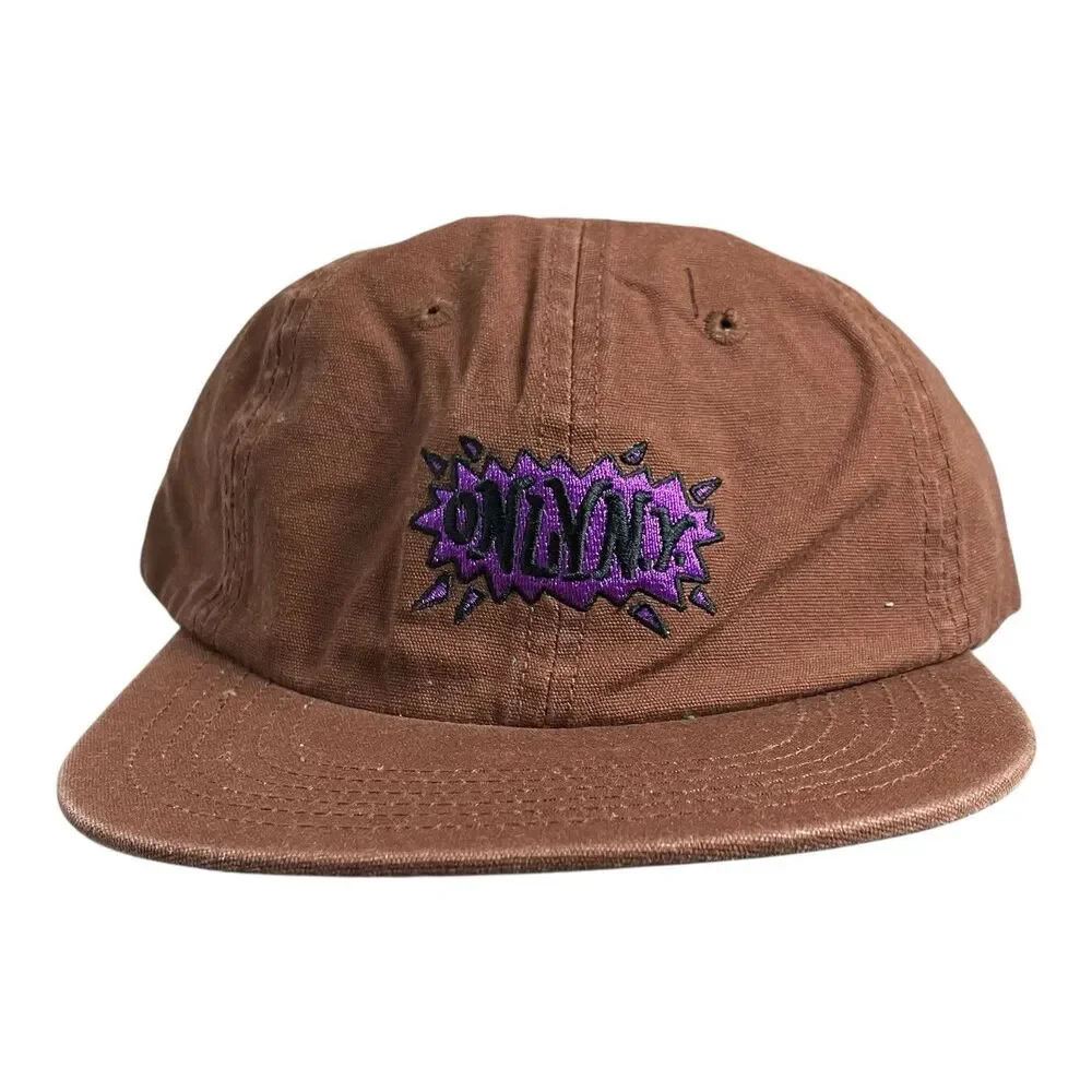 OnlyNY Snapback Hat Mens Brown 5 Panel Purple Embroidered Logo Streetwear Skate
